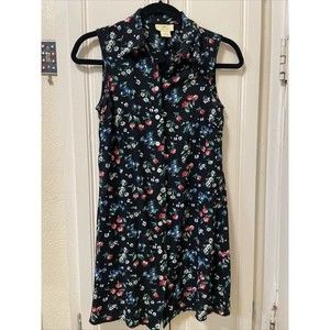 Vintage 90's The Limited Dress Small Rayon Floral button Down Skater Grunge y2k